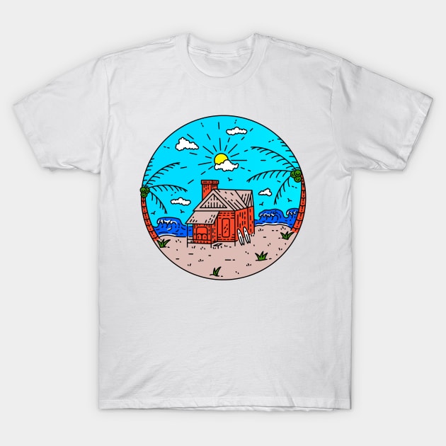 Tropical Beach T-Shirt by polkamdesign